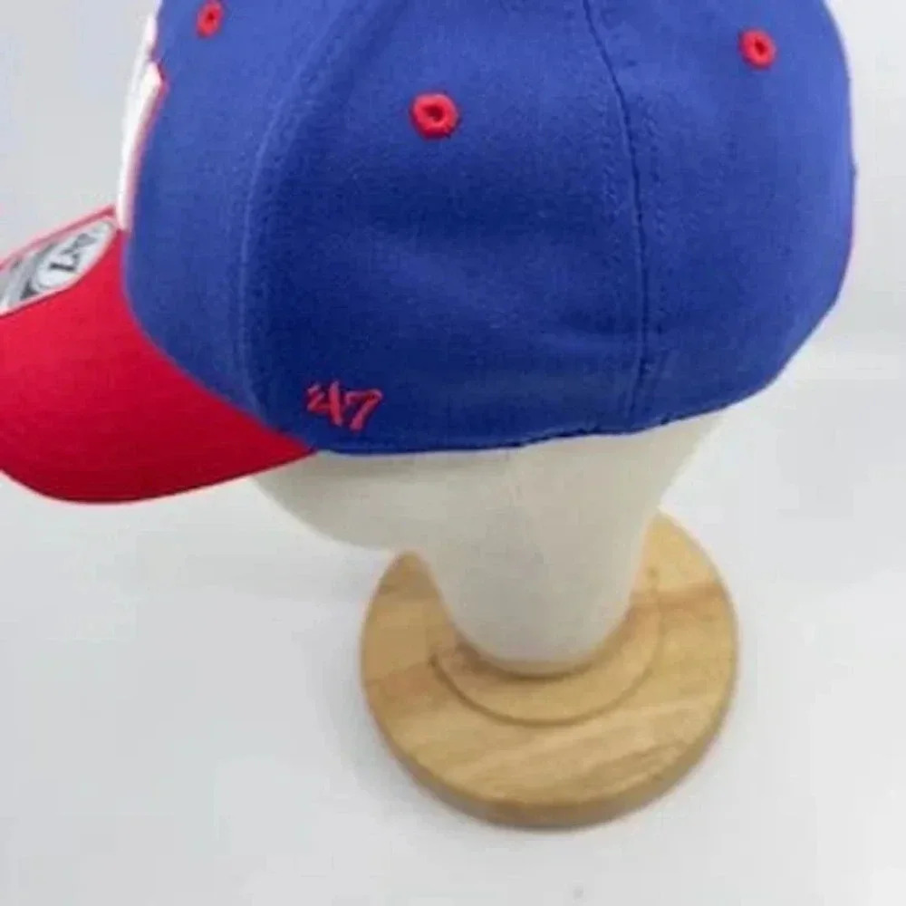 NEW '47 Contender New York Giants Baseball Cap Stretch Fit Blue Red Mens OSFA - Picture 2 of 7